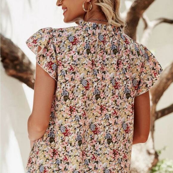 *NEW* Boho Floral Ruffle Cap Sleeve Top | Size XL - Picture 2 of 10